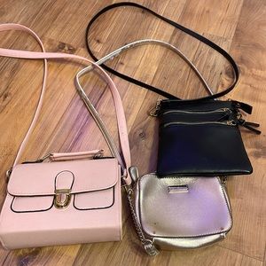 3 purses (rose gold,pink, black)
